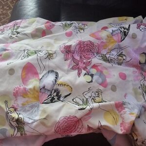 Floral Butterfly Pink Cream Scrub Top Size 2x